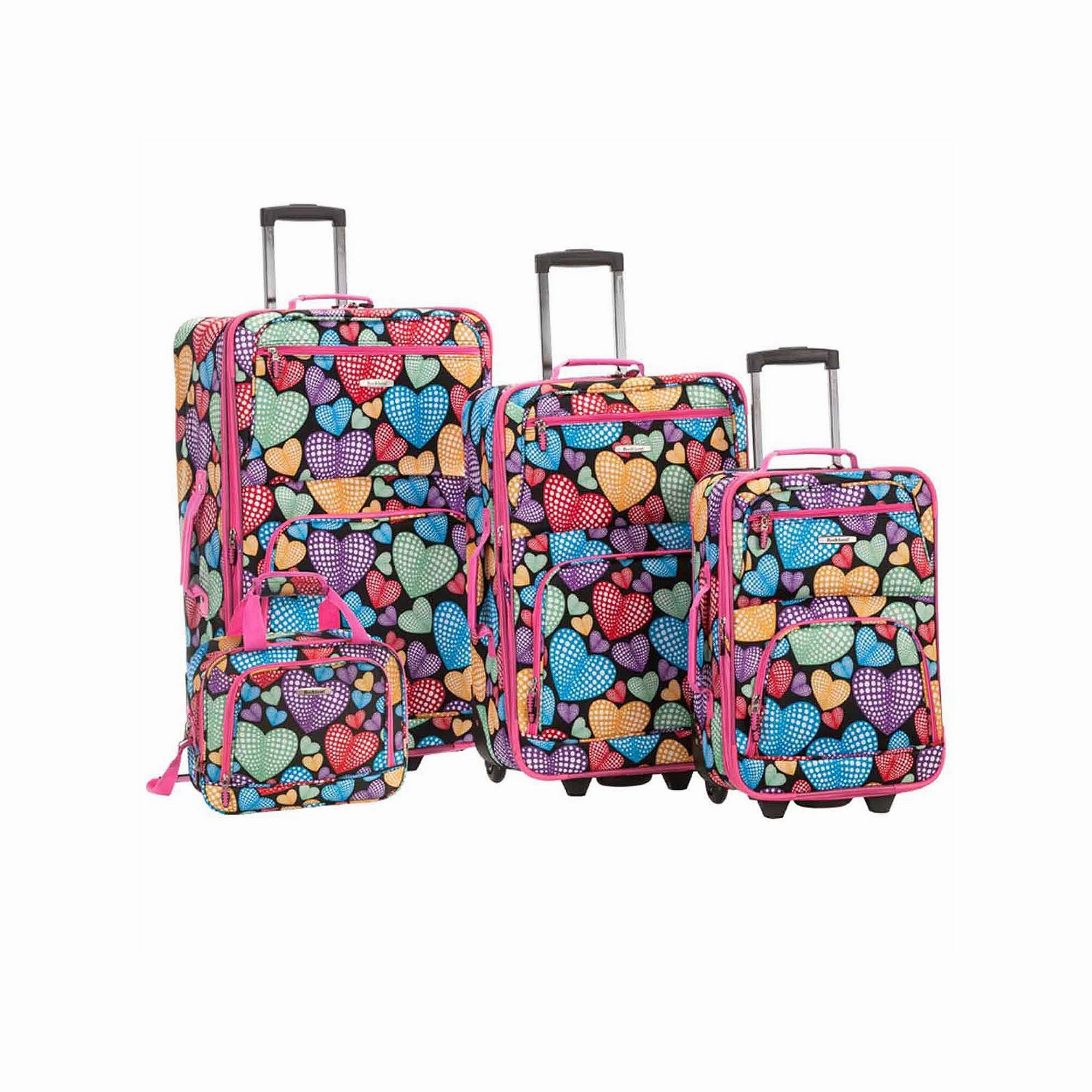 Rockland F125-NEWHEART Jungle 4 Piece Softside Expandable Luggage Set