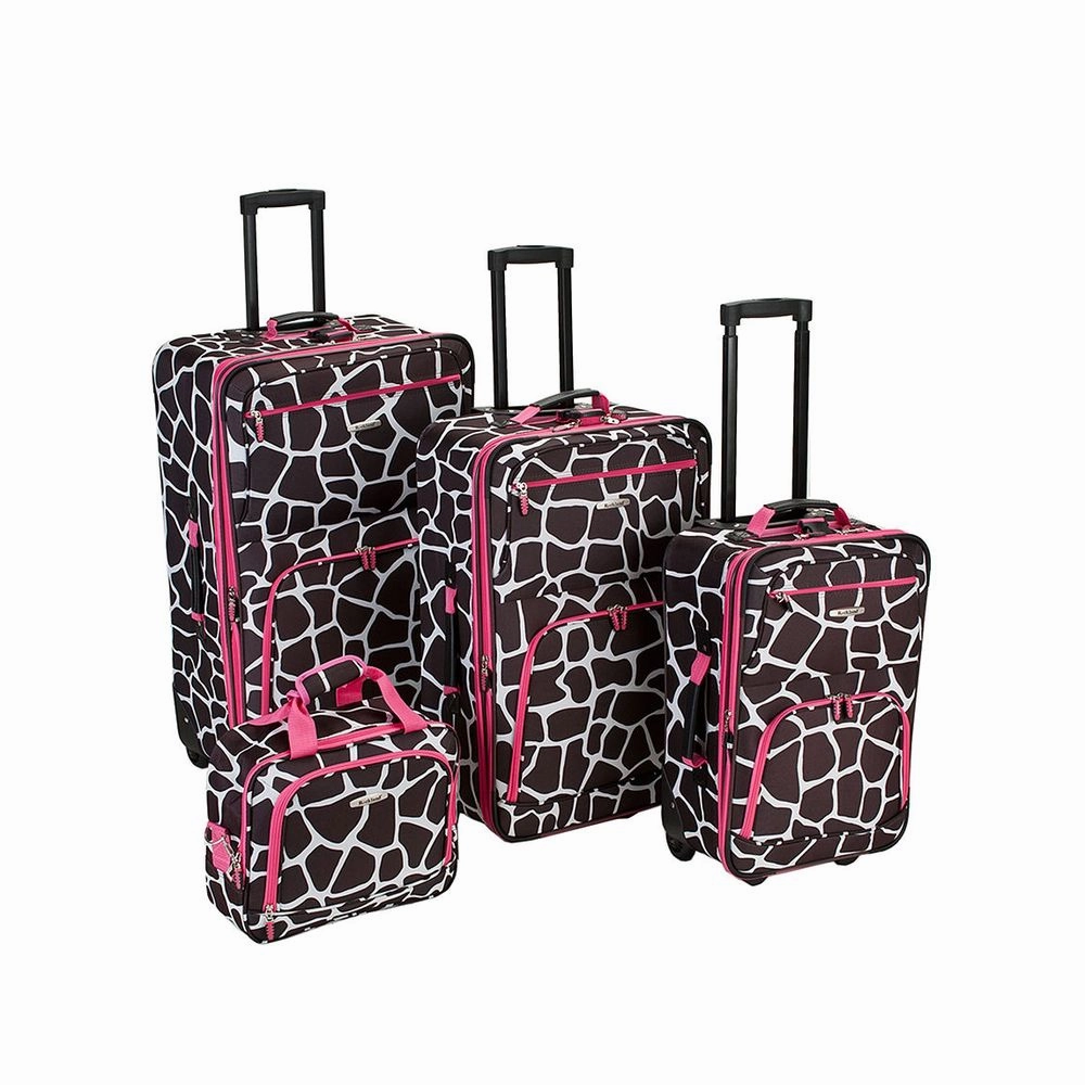 Rockland Fashion 4-Pc. Luggage Set-Animal Print - PINK GIRAFFE ONE SIZE