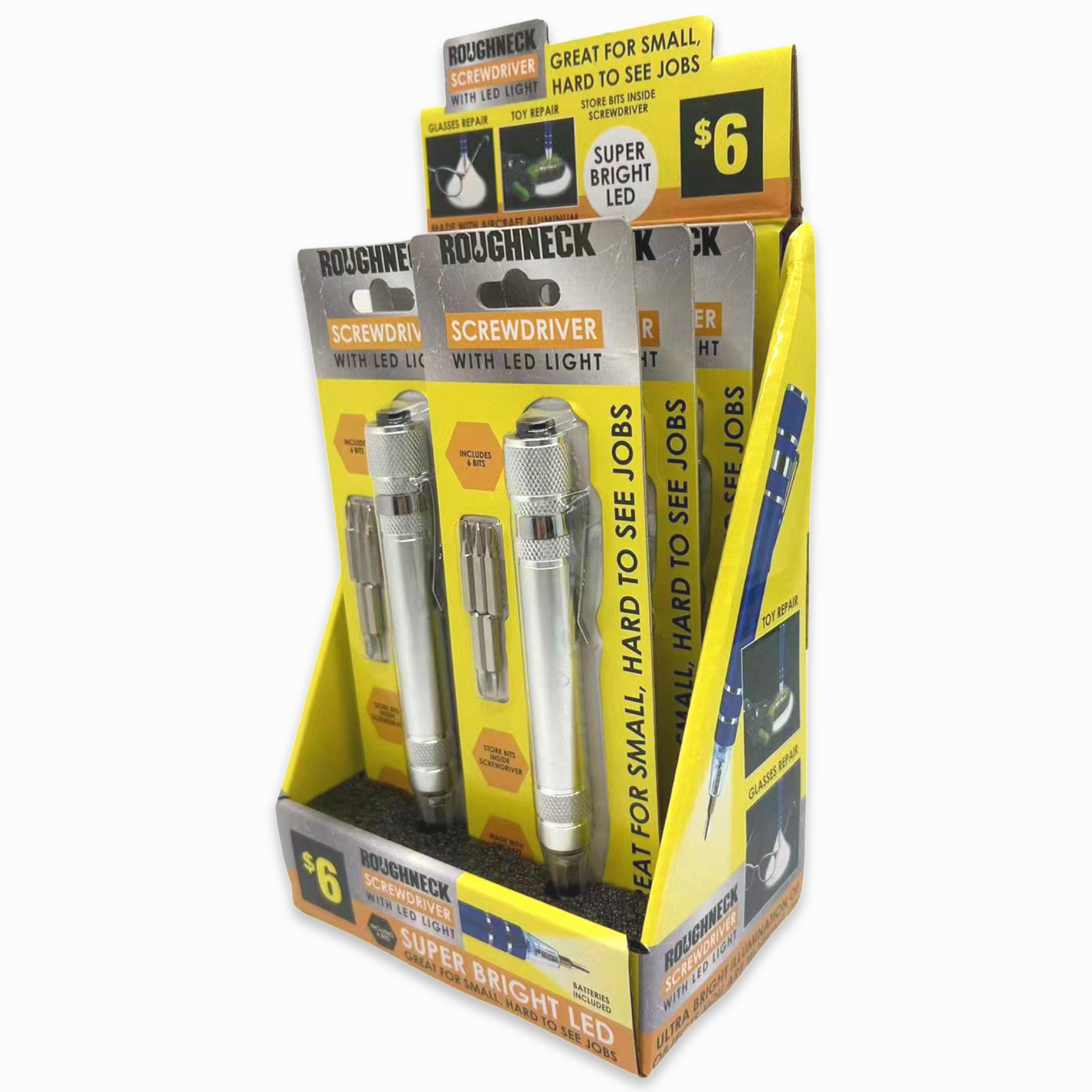 Screwdriver with LED Light - 6 Pieces Per Retail Ready Display 41560