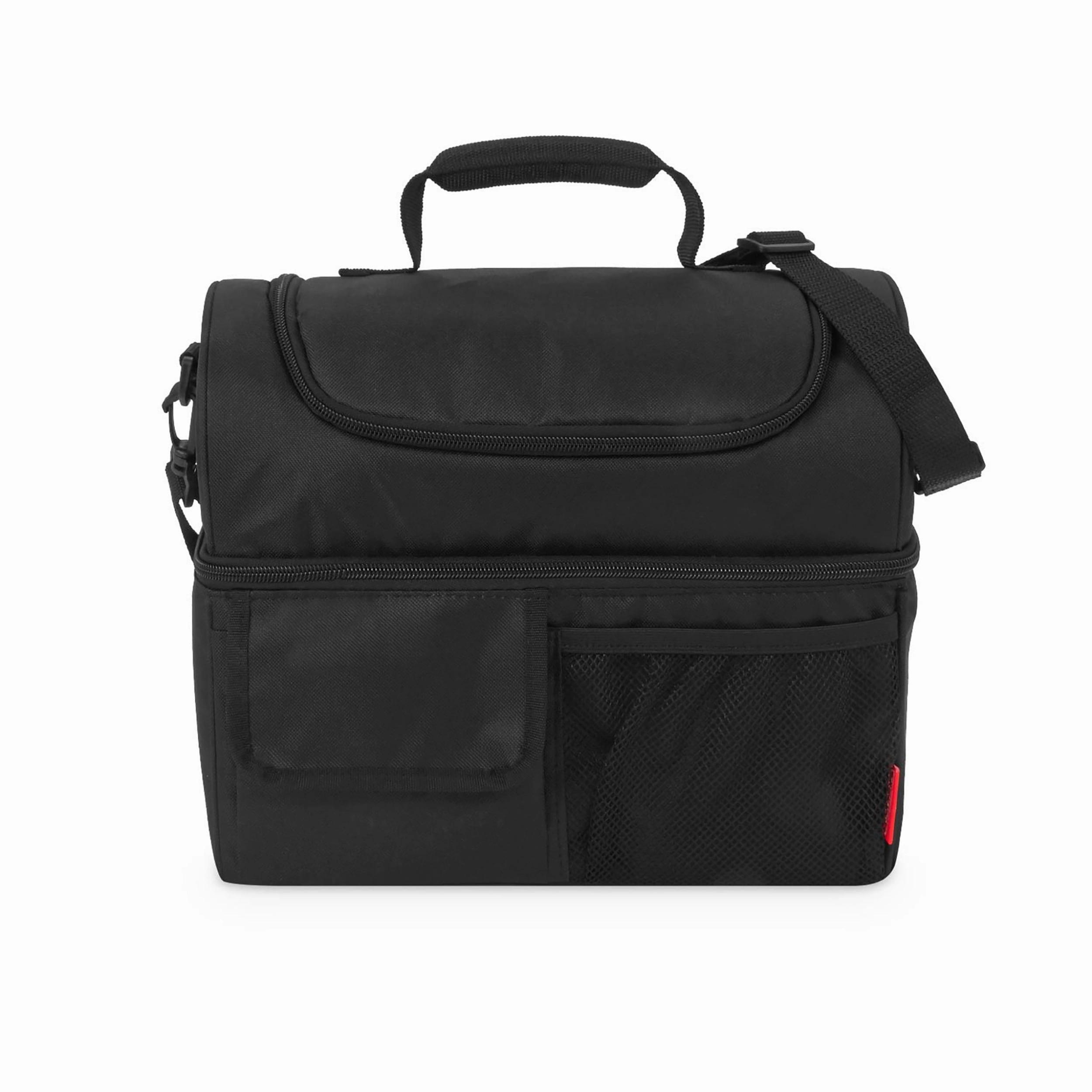 Thermos C020101W2 Dual Compartment Adult Lunch Cooler Black - Insulated, Adjustable Strap, Easy Clean