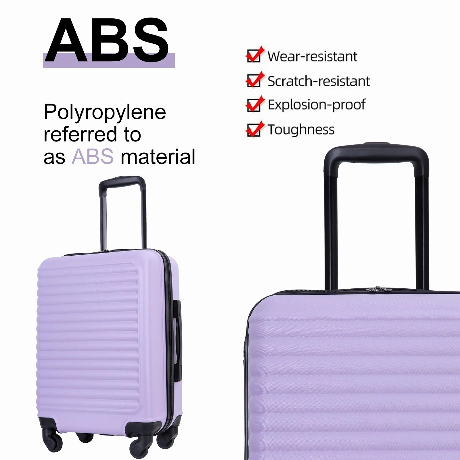 Travelhouse THCO1009LP Hardshell Carry on Luggage 20" Lightweight Hardside Suitcase with Spinner Wheels (Light Purple)