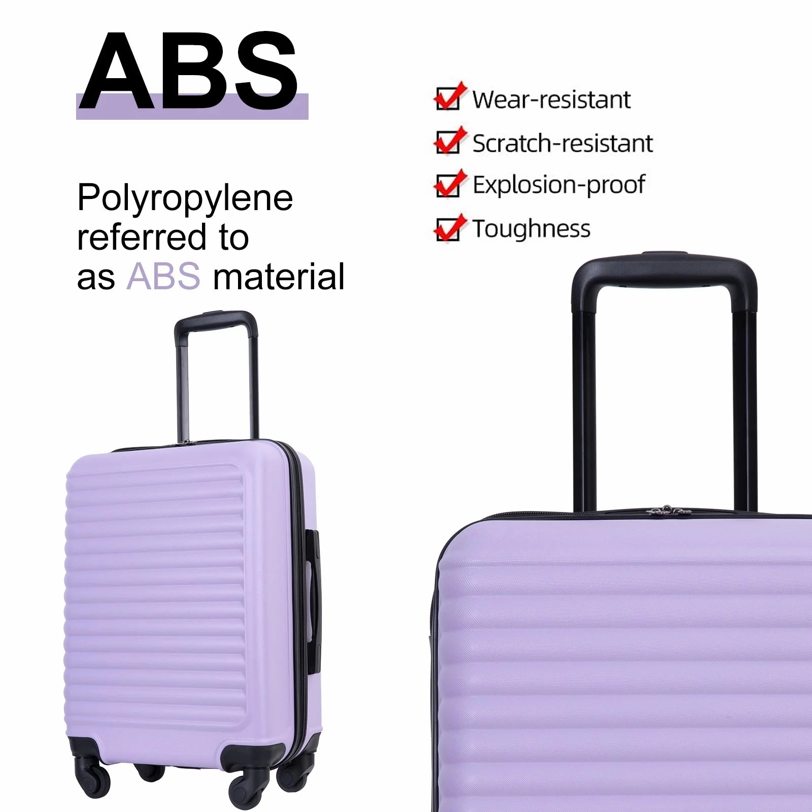 Travelhouse THCO1009LP Hardshell Carry on Luggage 20" Lightweight Hardside Suitcase with Spinner Wheels (Light Purple)