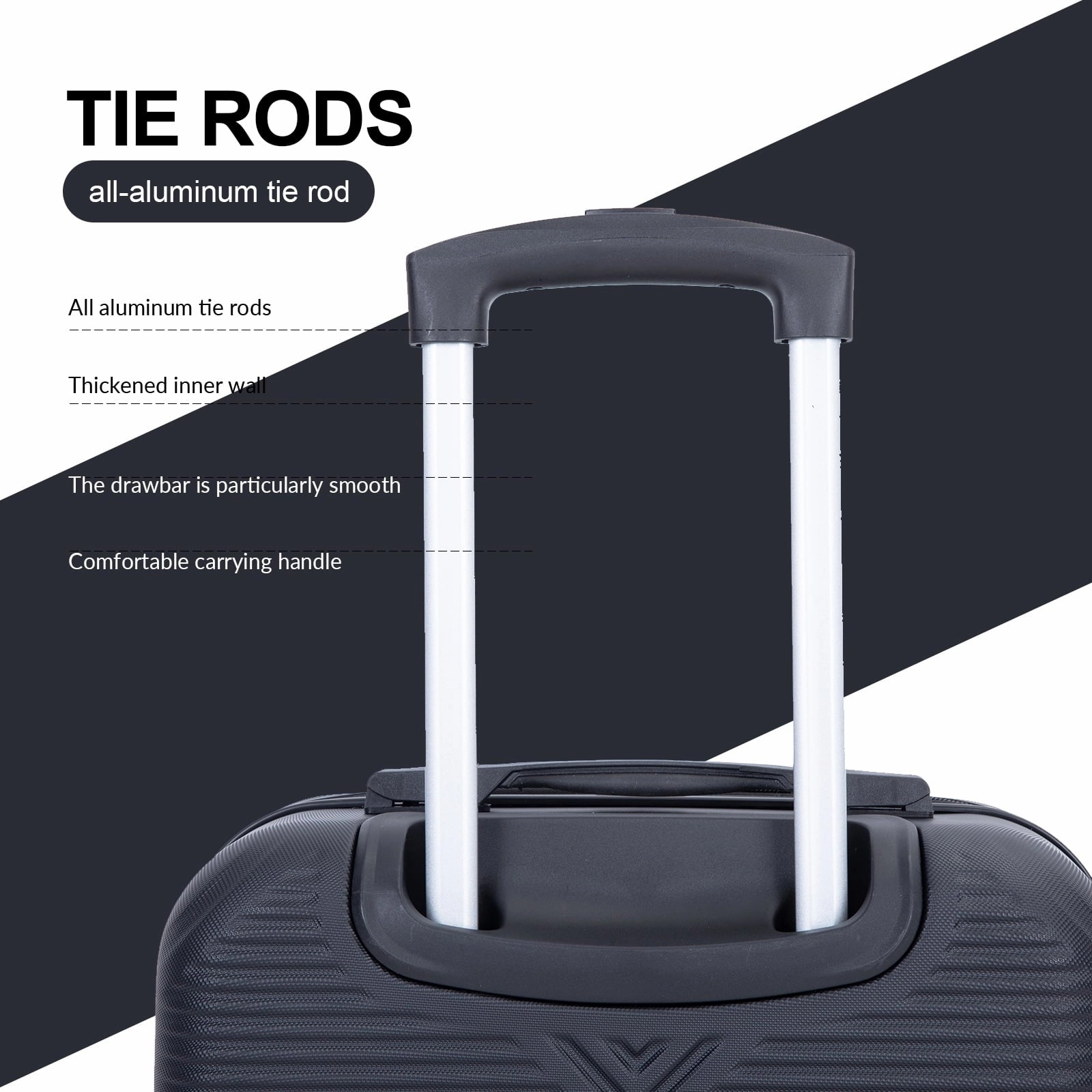 Tripcomp 2302-2Black 2 Pcs Hardside Suitcase with Spinner Wheels Lightweight Carry On Luggage, Black, 14"/20"