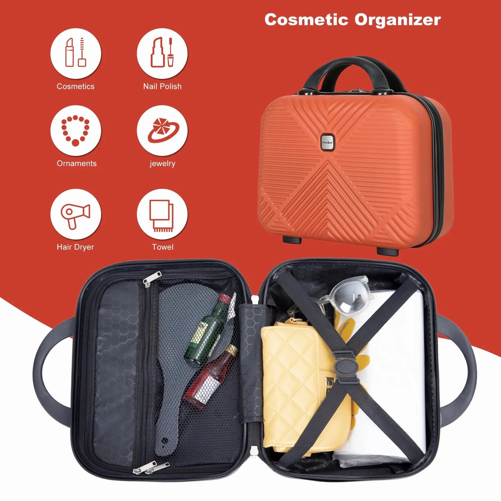 Tripcomp 2302-2Dark Orange 2 Piece Suitcase Set (14/20/)Hardside Suitcase with Spinner Wheels Carry On Luggage