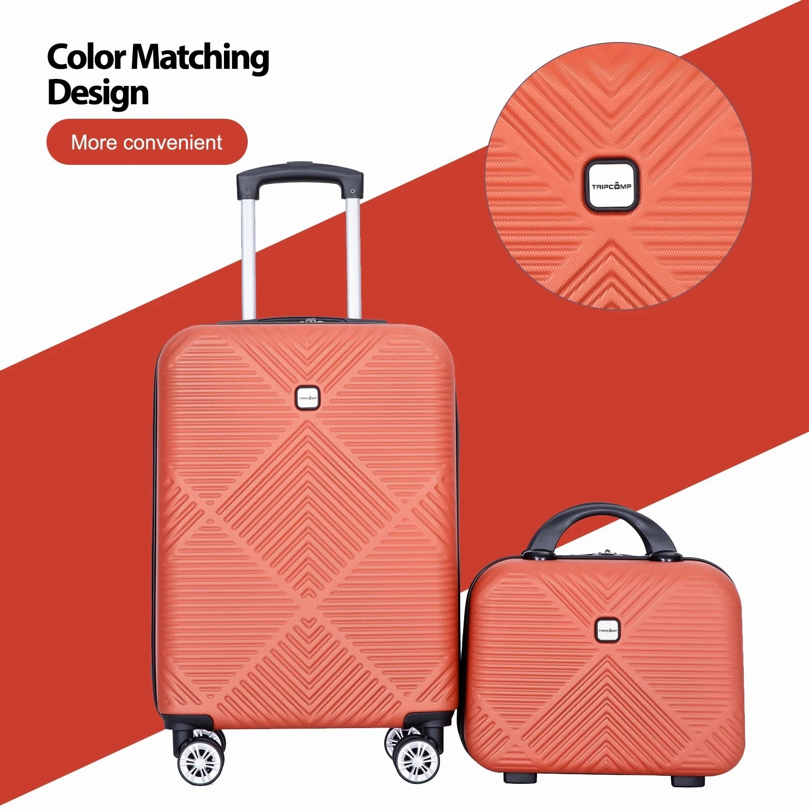 Tripcomp 2302-2Dark Orange 2 Piece Suitcase Set (14/20/)Hardside Suitcase with Spinner Wheels Carry On Luggage