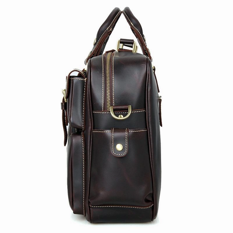 TucciPolo 7028Q Rare Cow Leather Men's Briefcase Laptop Messenger Bag