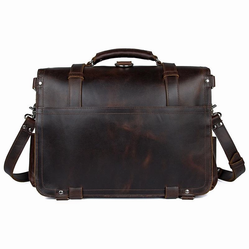 TucciPolo 7072Q Thick Durable Cow Leather Men's Office Briefcase Backpack