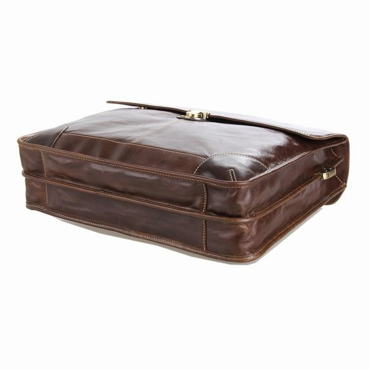 TucciPolo 7091C Classic Vintage Leather Men's Chocolate Briefcase Laptop Messenger Bag