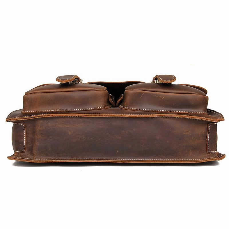 TucciPolo 7105B-1 Crazy Horse Leather Style Men's Briefcase Laptop Messenger Bag