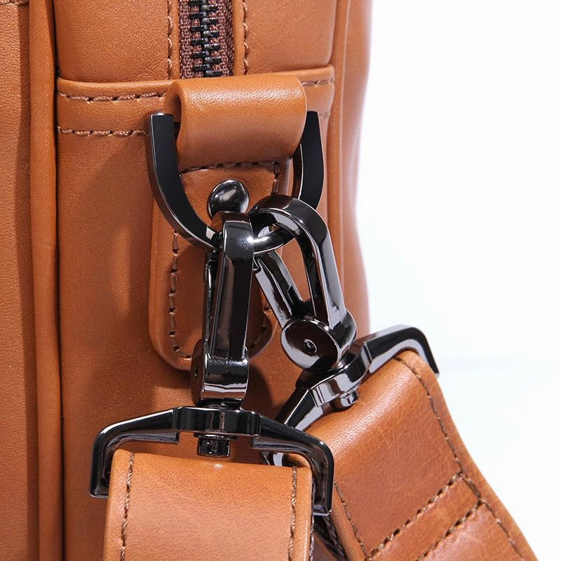TucciPolo 7349B-1 Bright Brown Genuine Leather Briefcase Mens Laptop Bag