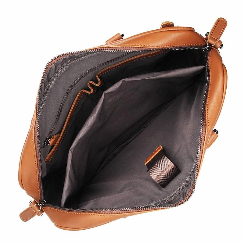 TucciPolo 7349B-1 Bright Brown Genuine Leather Briefcase Mens Laptop Bag