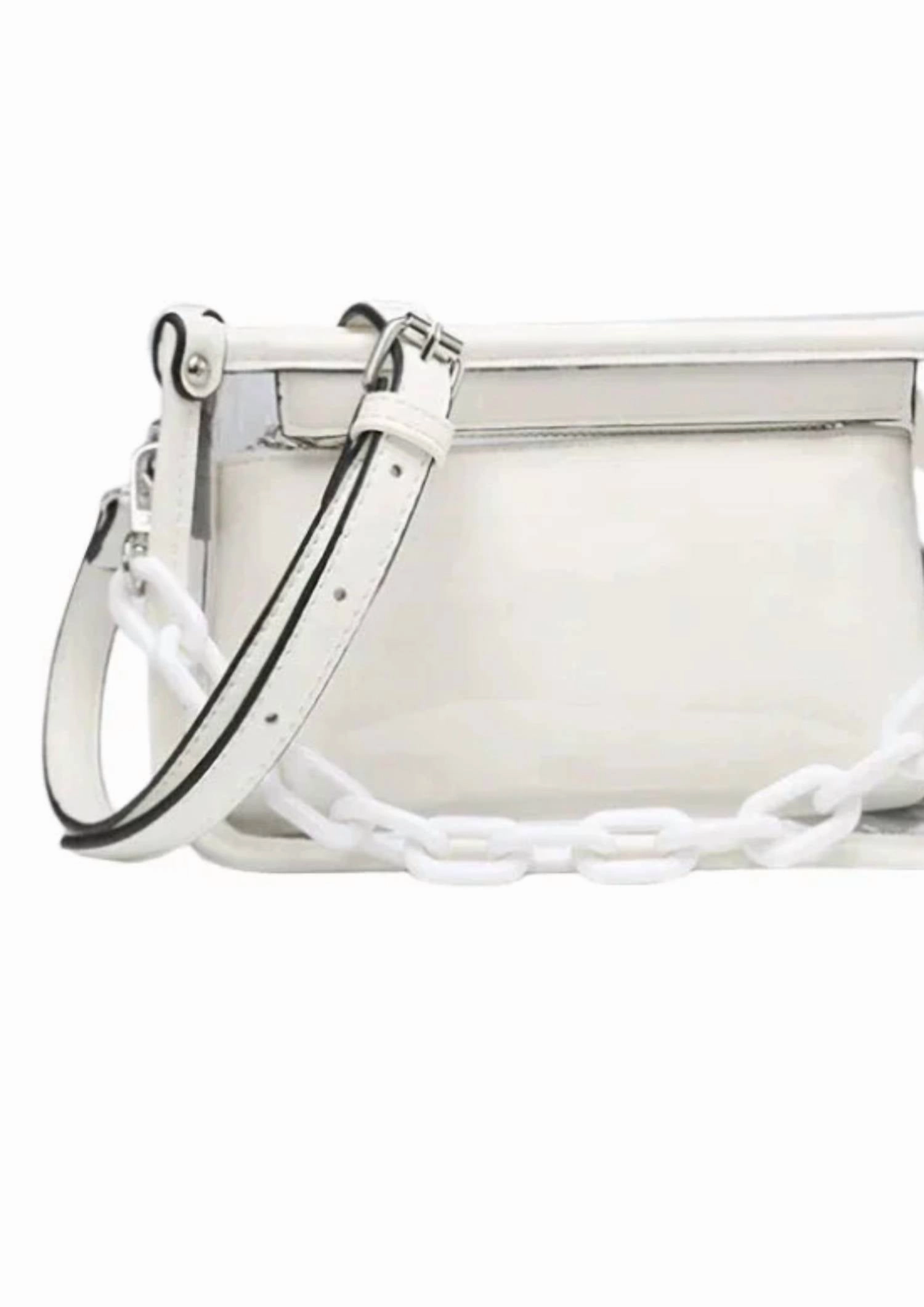 Women's Clear Crossbody With Chain Strap In White