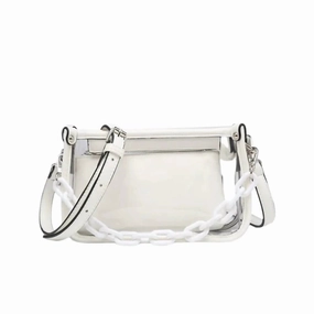 Women's Clear Crossbody With Chain Strap In White