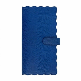 Women's Lizard Print Travel Wallet In Navy