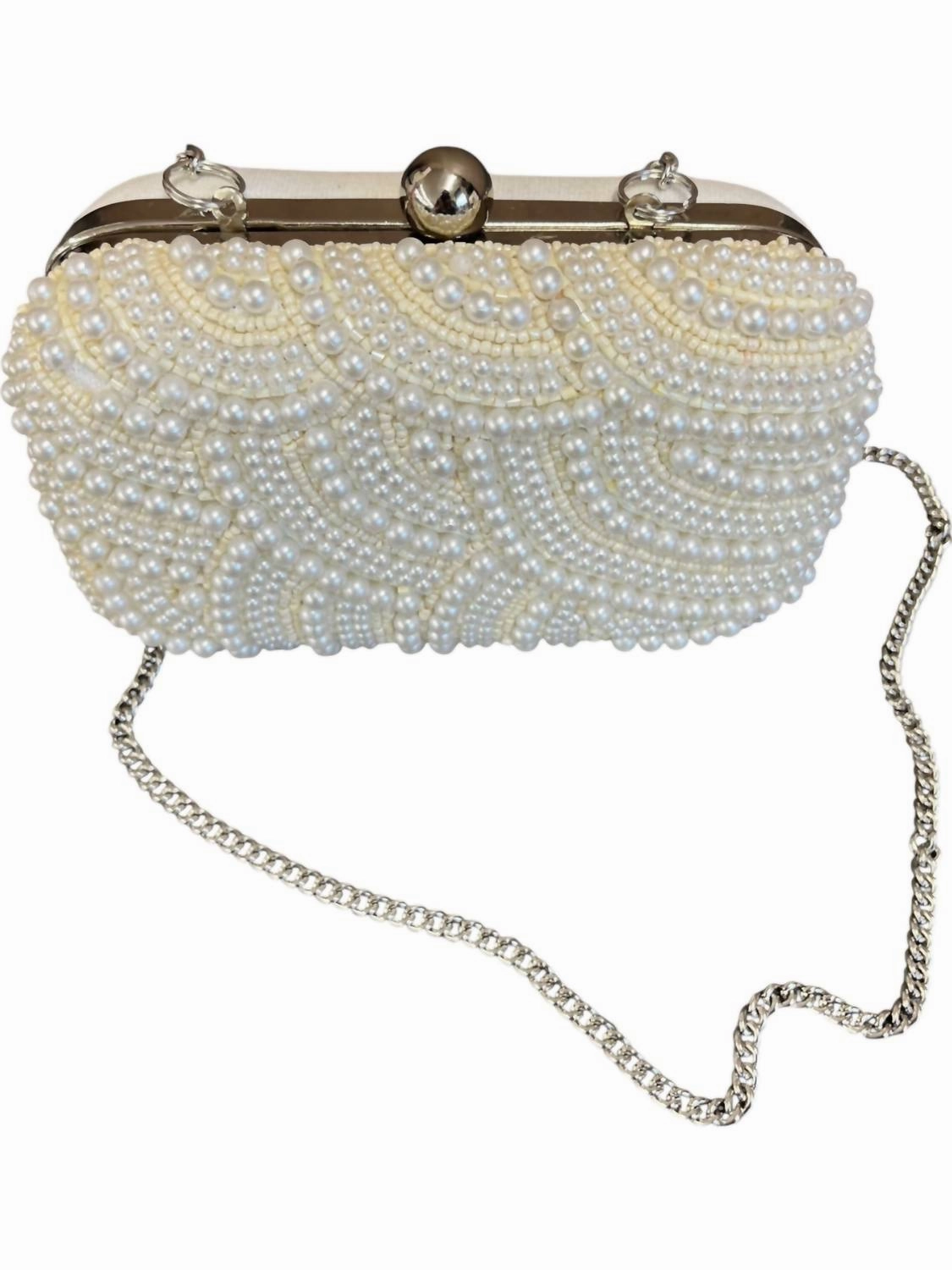 Women's Pearl Purse With Chain Strap In Cream/pearl